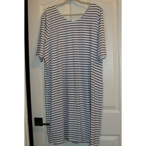 Junarose Striped T-Shirt Dress Organic Cotton Blue White Ribbon Nautical 2X NEW